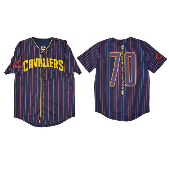 Cleveland Cavaliers Men's Med Blue NBA Jersey Button Up Pinstripe #70 Basketball - Picture 1 of 6
